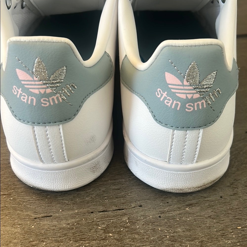 Adidas White Sneakers with Mint Heel Tab